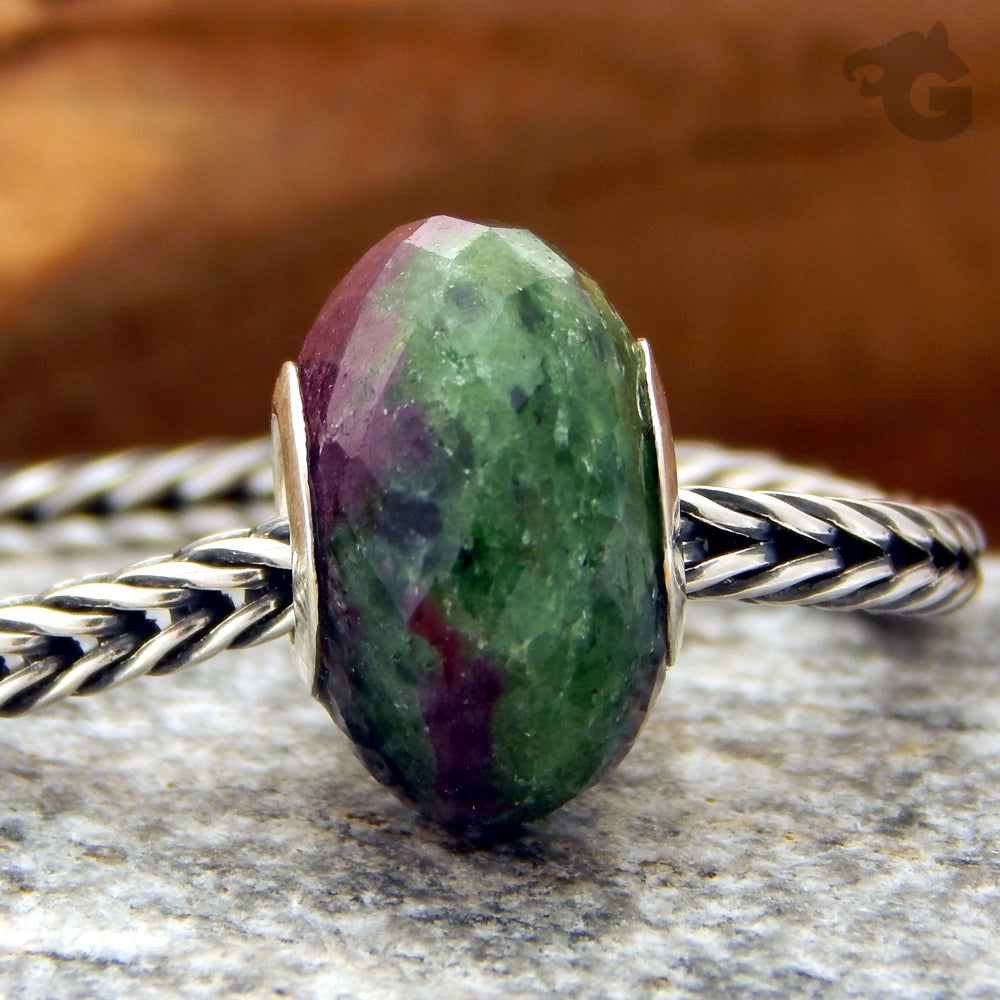 Ruby Zoisite large hole European style bead - Glermes