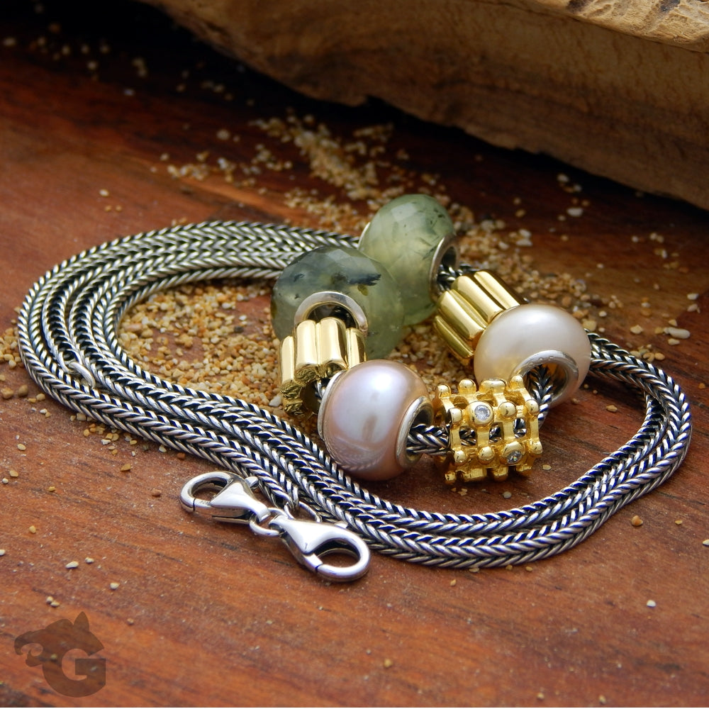 Snake foxtail 24 inch necklace glass bead fits Pandora Trollbeads - Glermes