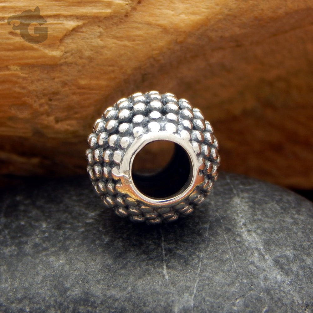 Ethnic silver charm large hole Sugar Apple oxidized silver fits Pandora Glermes