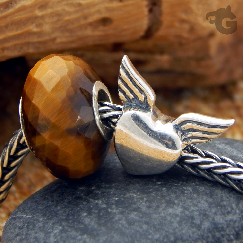 Wings jewelry heart charm Oxidized 925 Sterling silver - Glermes