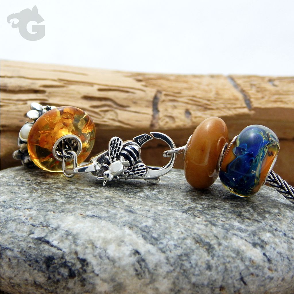 honey bee jewelry bracelet lock 925 sterling silver enamel glermes