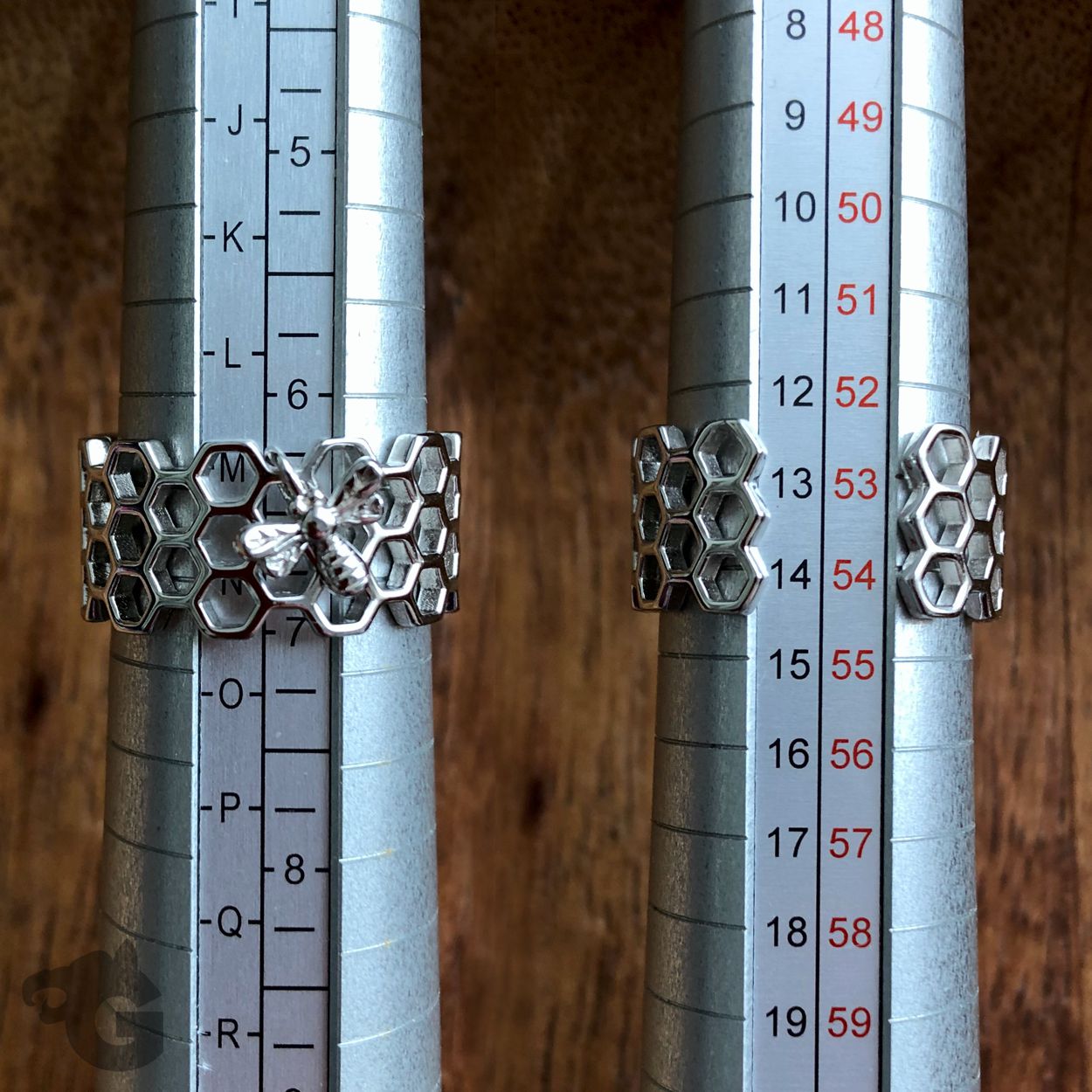 Bee Ring Adjustable Wrap Honeybee Honeycomb Ring glermes.com