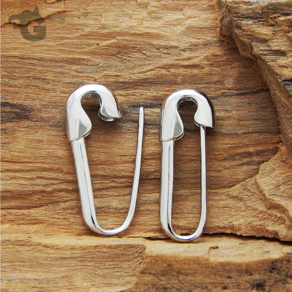 Huggie Safety Pin Asymmetrical earring