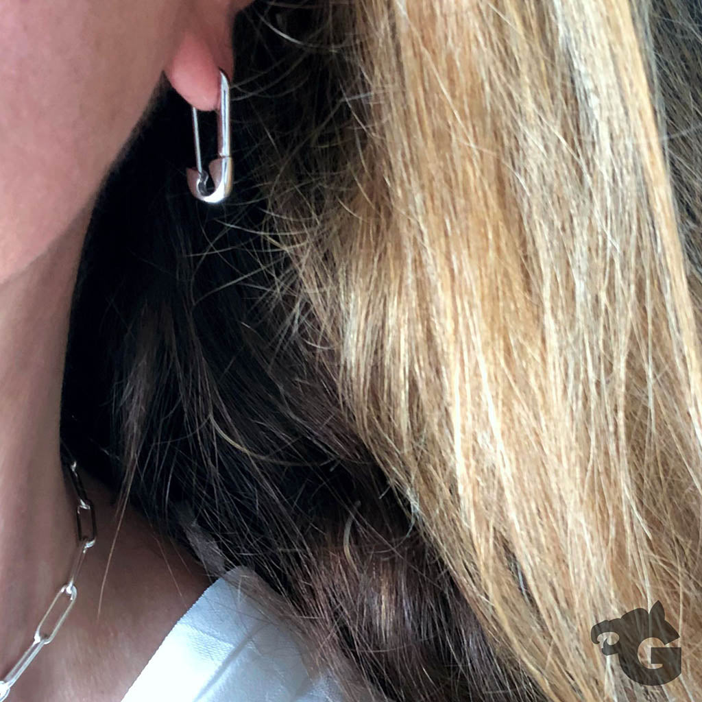 Huggie Safety Pin Asymmetrical earring