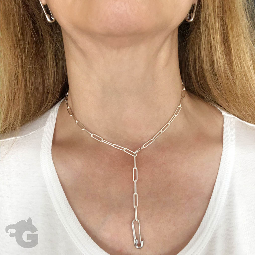 Huggie Safety Pin Asymmetrical earring