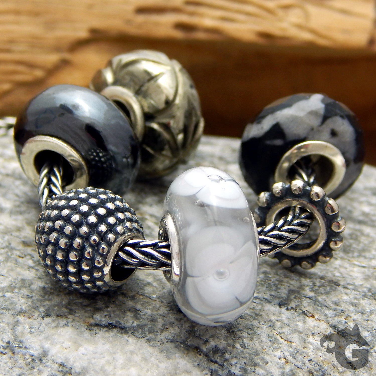 Bumpy 925 Sterling silver charm Sugar Apple oxidized big hole bead fits Pandora - Glermes.com