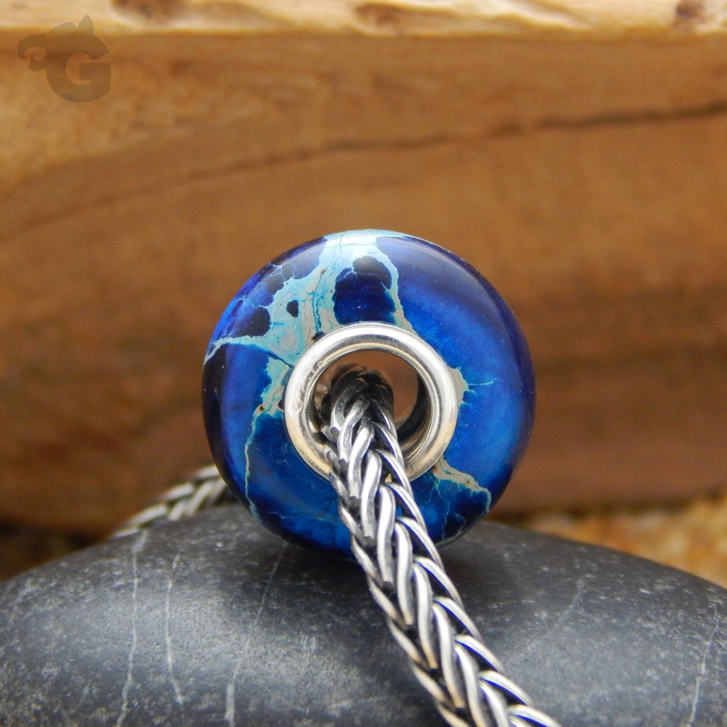 Natural Blue Imperial Jasper smooth gemstone bead