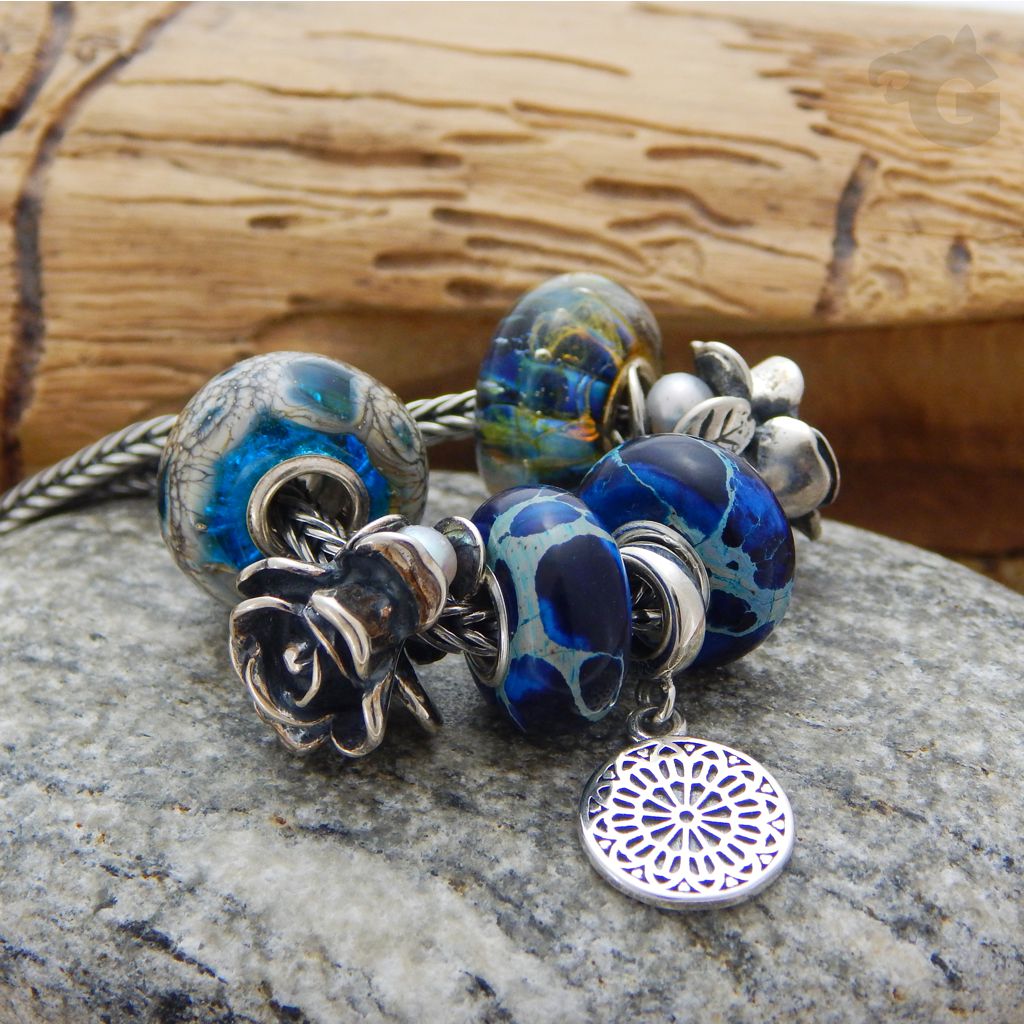 blue imperial jasper stone bracelet charm 925 sterling silver big hole European style glermes city of beads studio