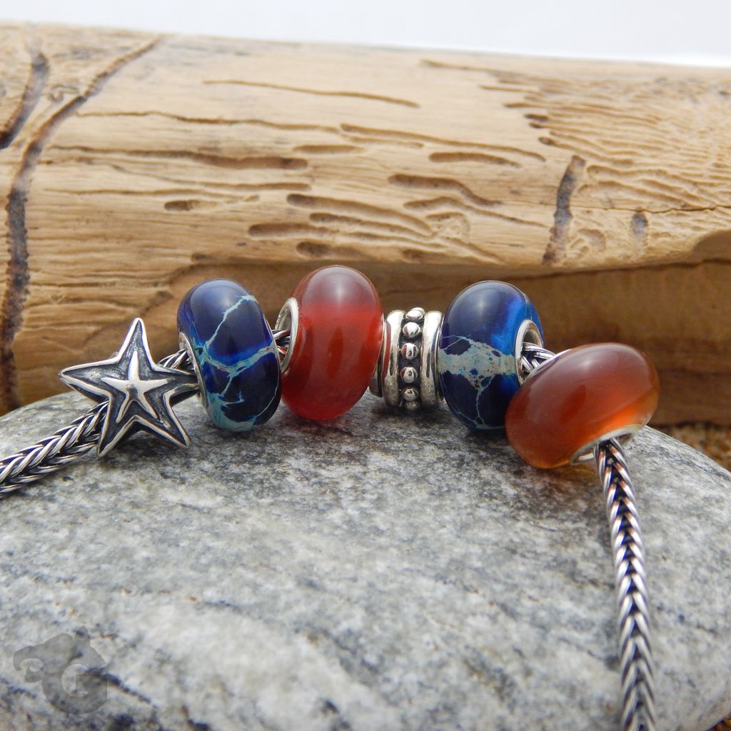 imperial jasper blue healing bead big hole bracelet charm gift for him glermes city of beads studio