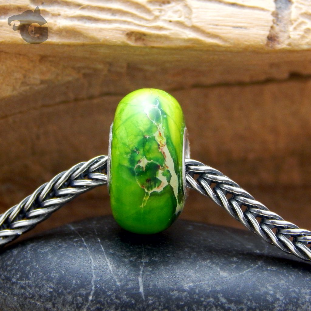 Green Imperial gemstone big hole bead spiritual stone healing gemstone 925 sterling silver core Glermes