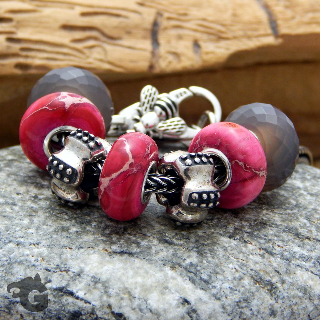 imperial jasper bracelet bead pink marble smooth spiritual jewelry glermes