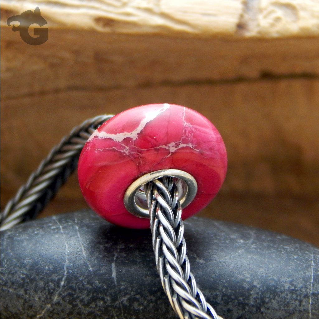 Regalite jewelry pink jasper bracelet charm big hole bead fits foxtail chain glermes