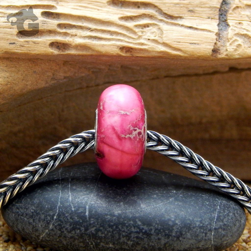 Pink Imperial Jasper big hole bead bracelet glermes