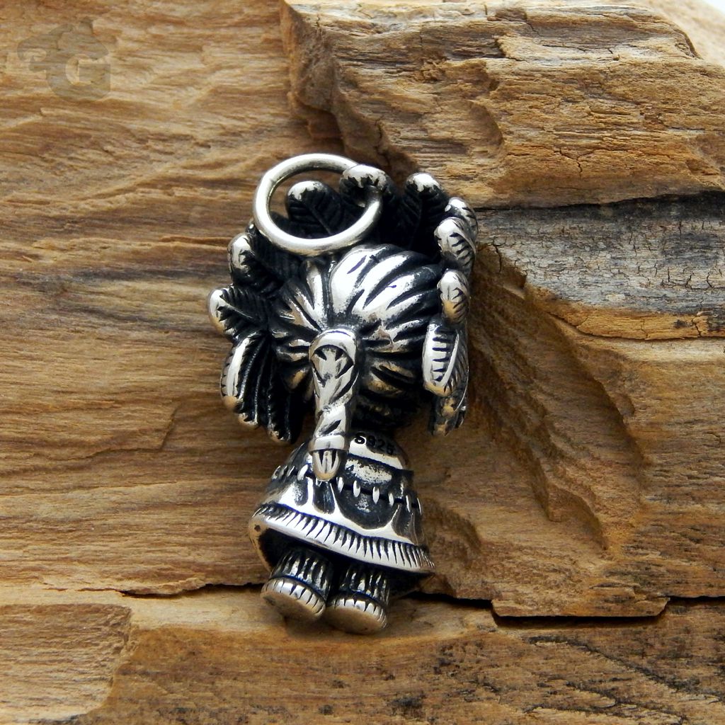 native american indian inspired pendant totem gler skeleton oxidized 925 silver moveable parts