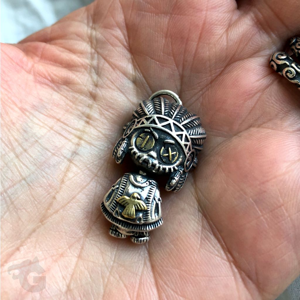 kaws inspired native american indian chef headdress silver oxidized glermes city of beads studio etsy