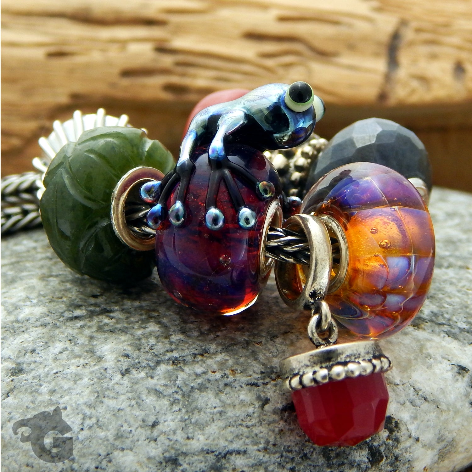 Frog glass bead silverglass - Glermes.com