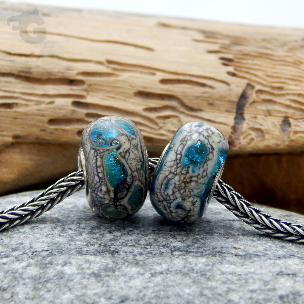 Krypton Lagoon Swirl Bead glass charm big hole glermes city of beads studio