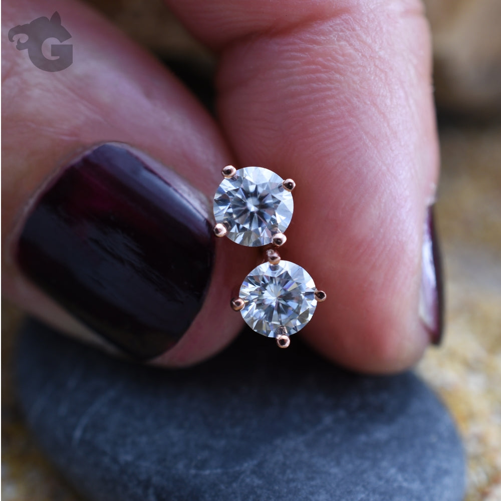 Moissanite near colorless 5mm diamond 18K Rose Gold overlay superb quality 925 Sterling silver - Glermes.com