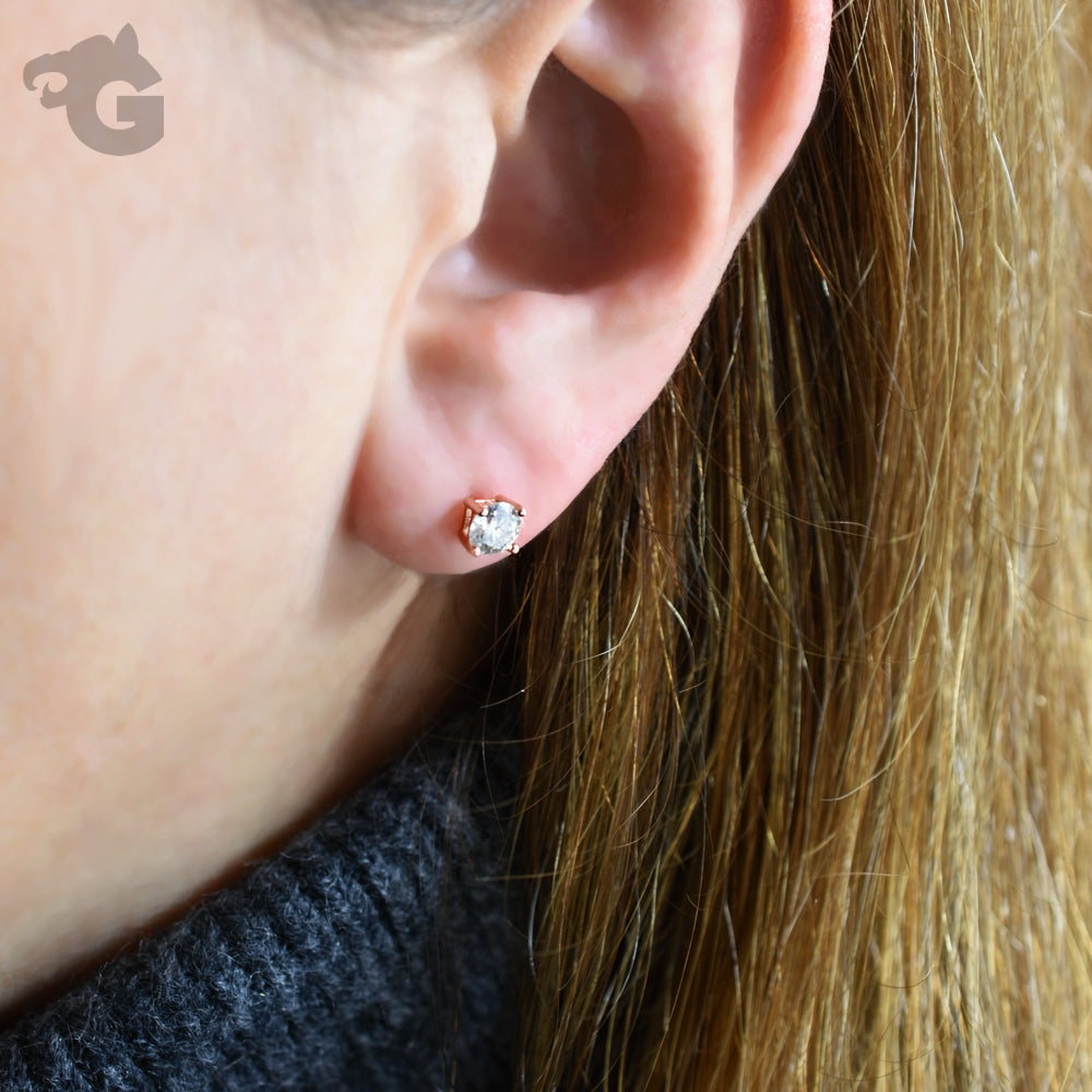 5mm diamond earring studs, roze 18k gold