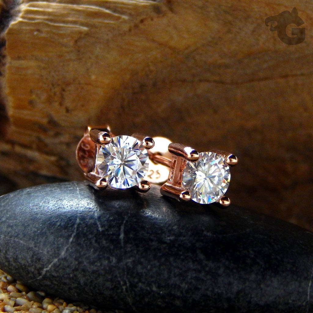 5mm diamond earring studs, roze 18k gold