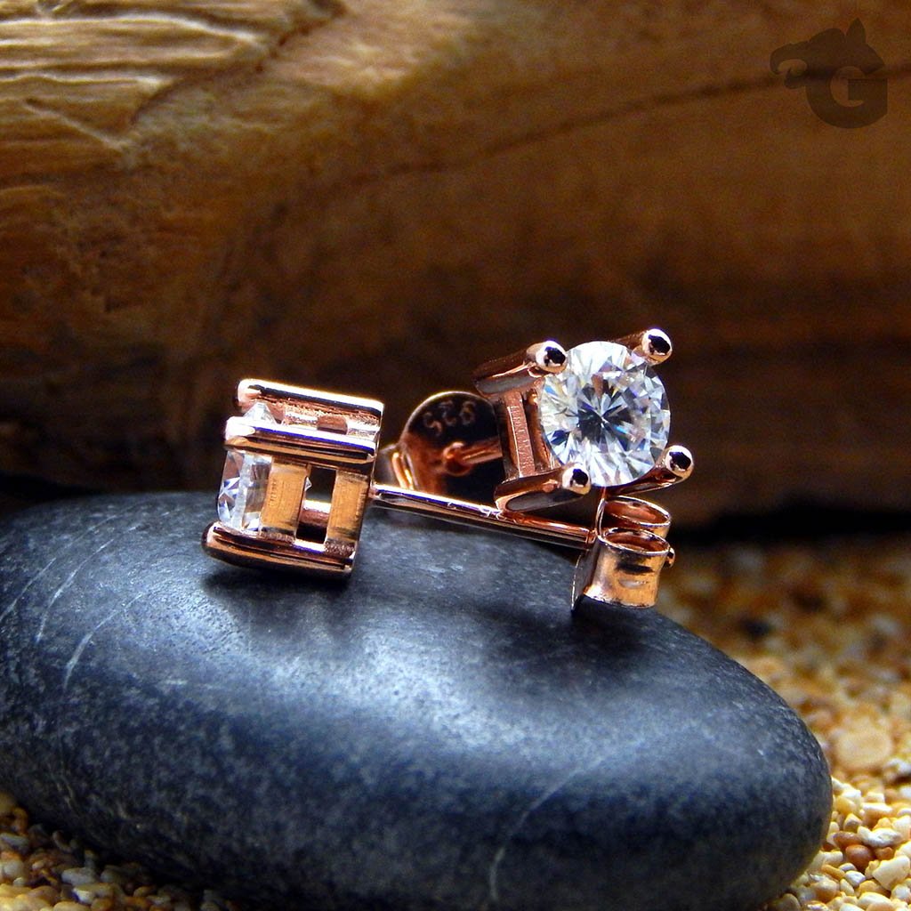 5mm diamond earring studs, roze 18k gold