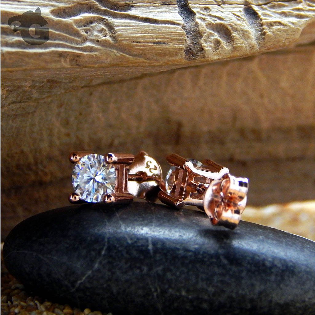 5mm diamond earring studs, roze 18k gold
