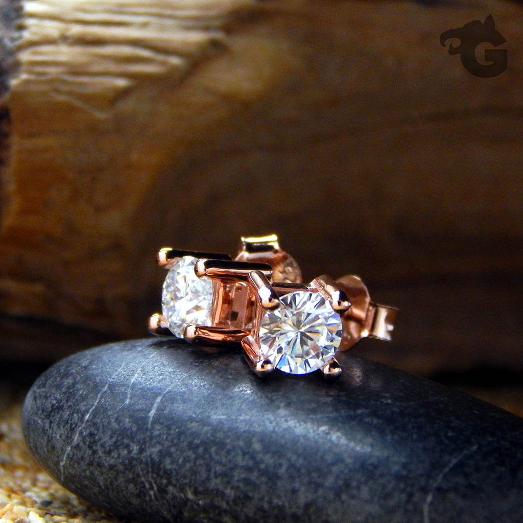 5mm diamond earring studs, roze 18k gold