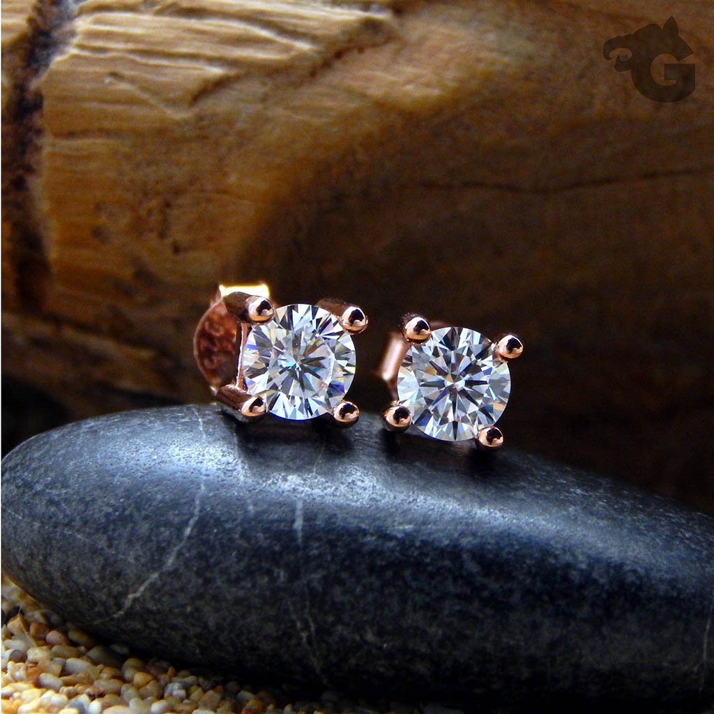 5mm diamond earring studs, roze 18k gold