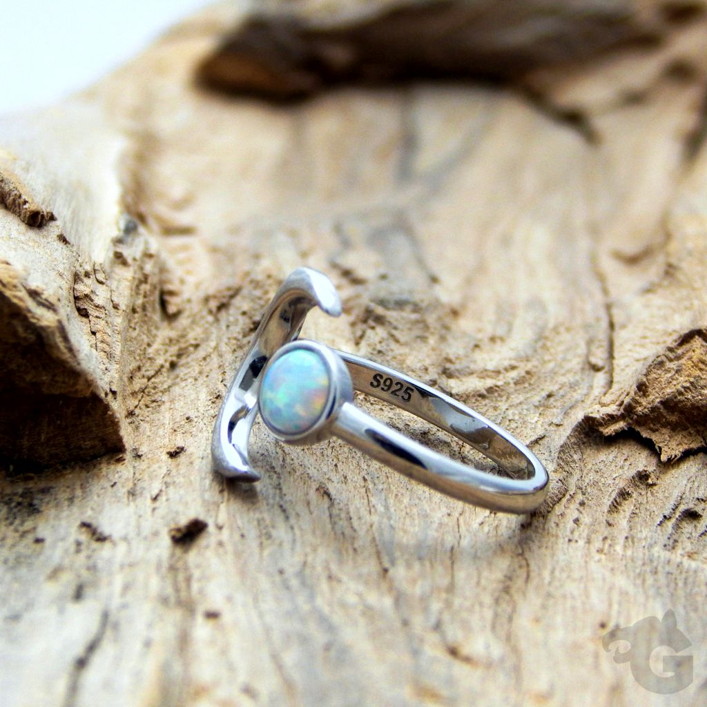 opal ring silver sun moon opal band glermes jewelry city of beads studio etsy
