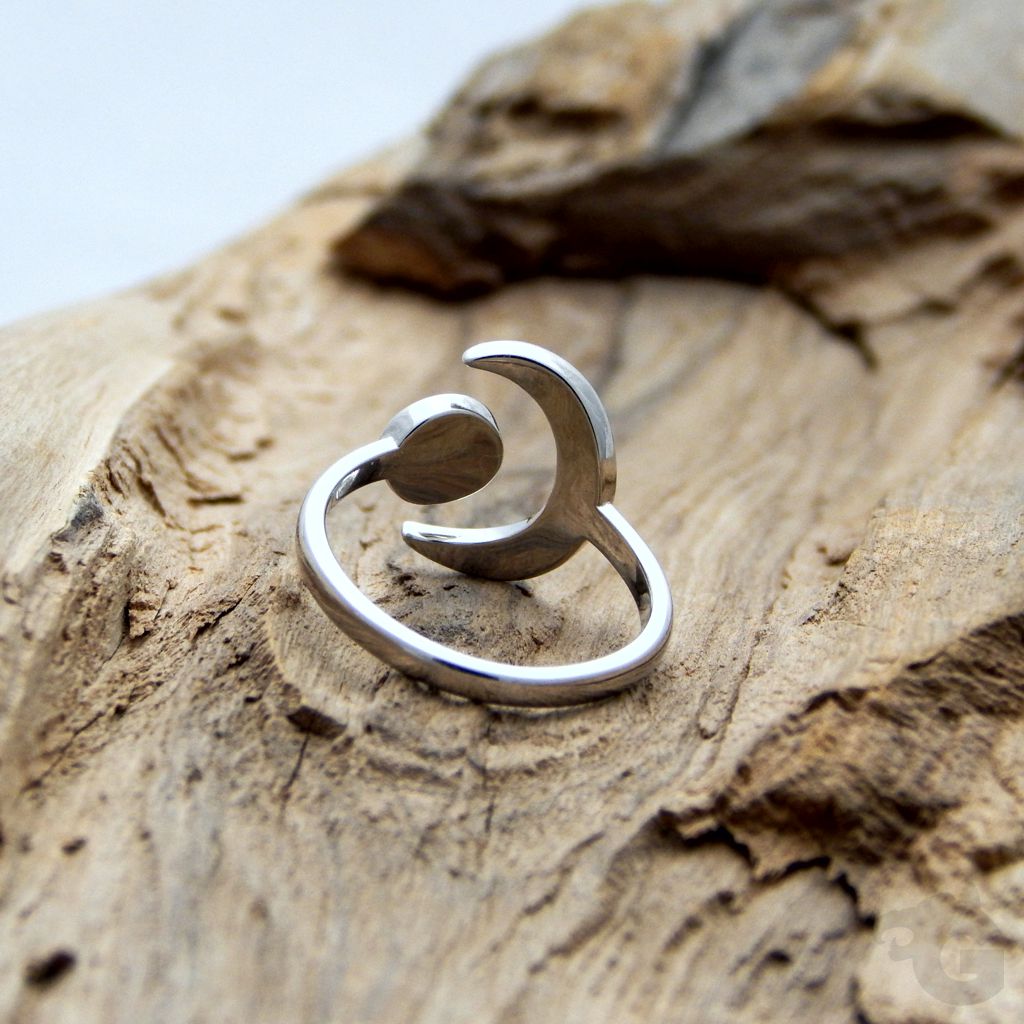 sun moon ring silver
