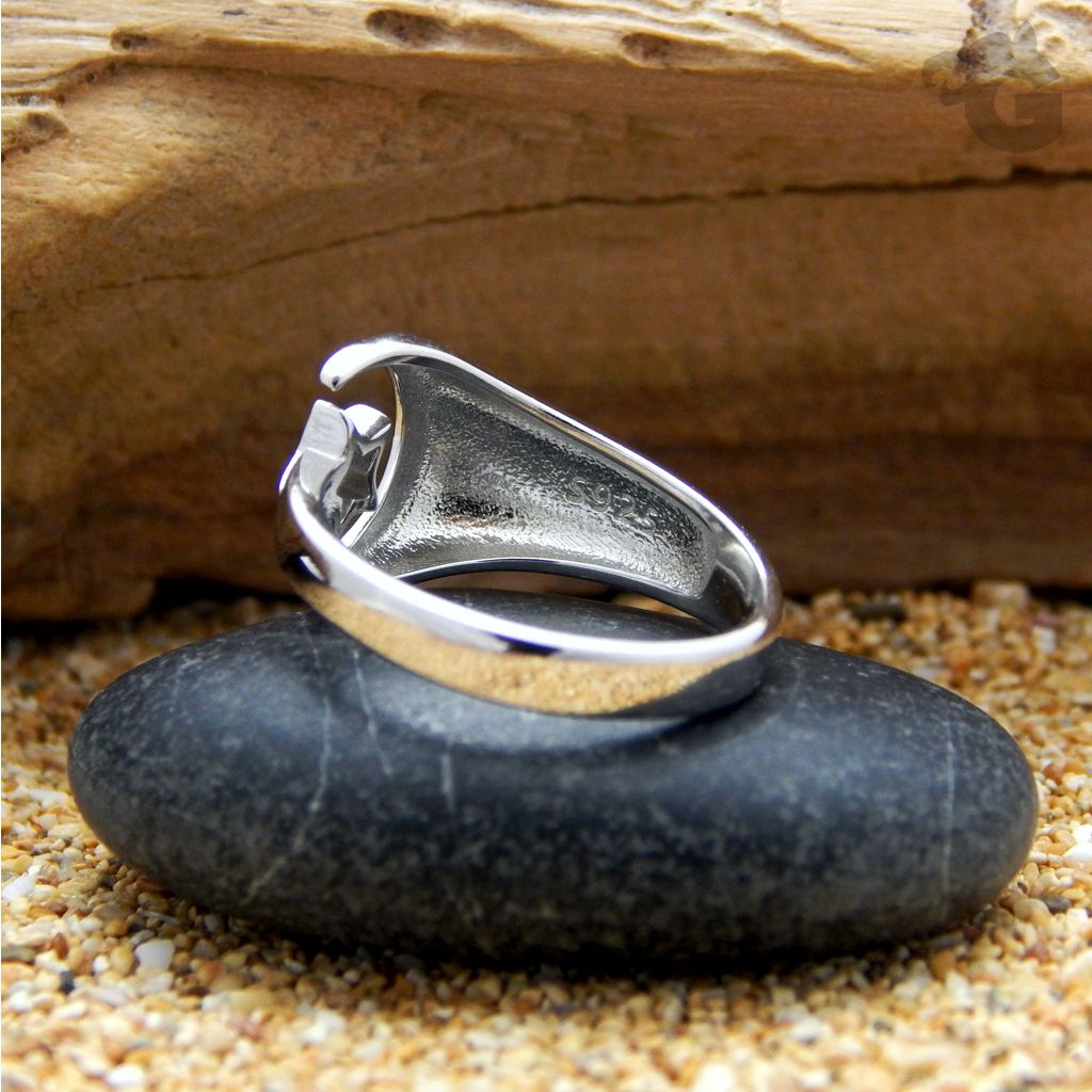 moon star ring 925 sterling silver platinum plated open band unisex gift for him gift for her glermes