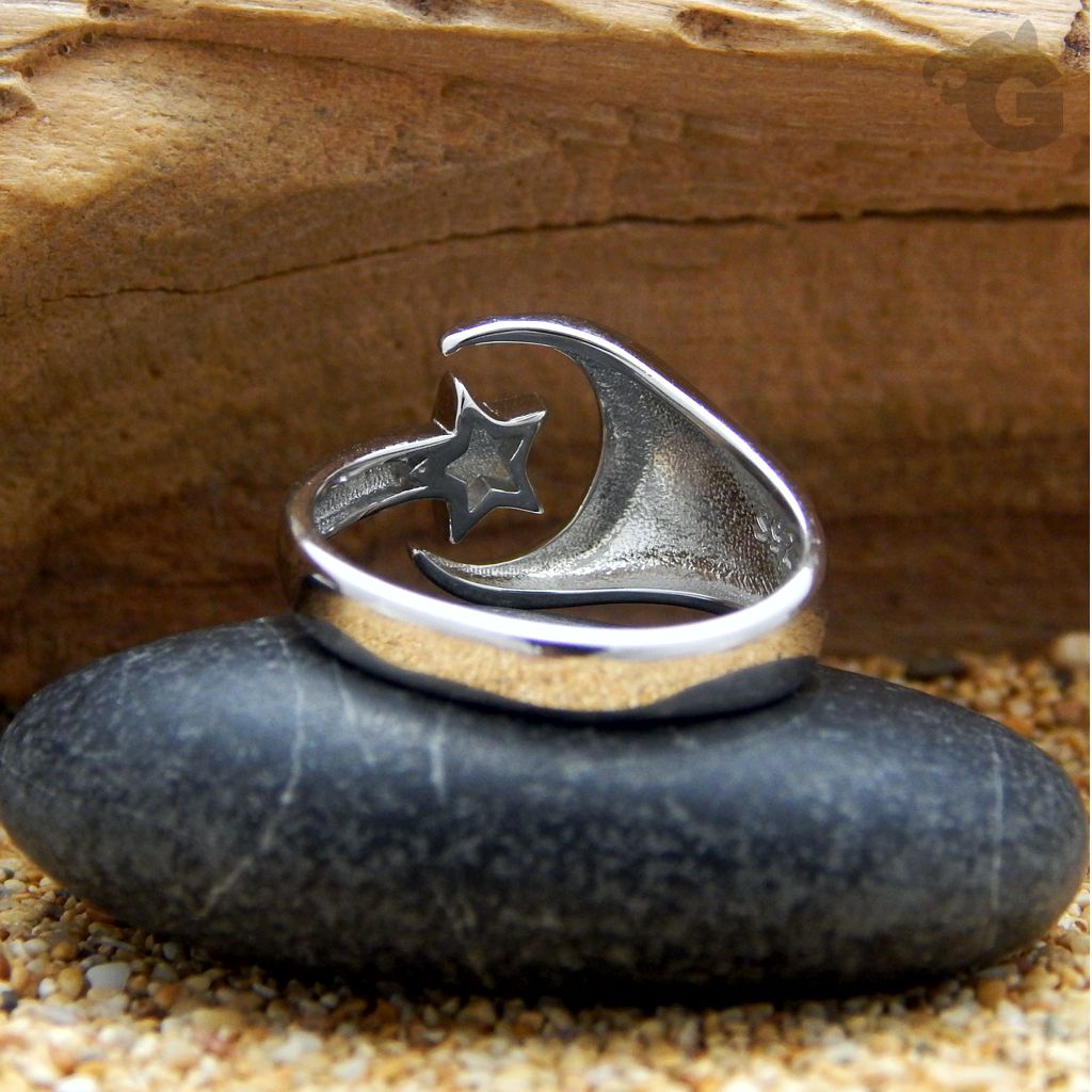 crescent moon ring adjustable 925 sterling silver open band glermes