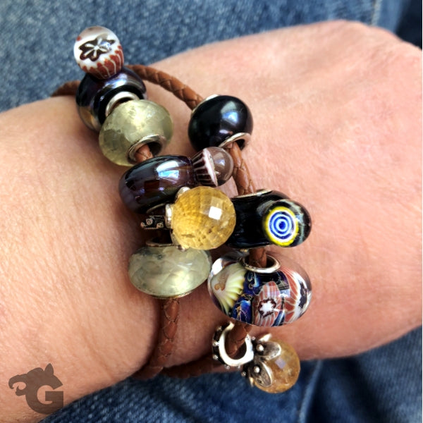 Citrine pendant natural gemstone big hole European style bracelet - Glermes.com