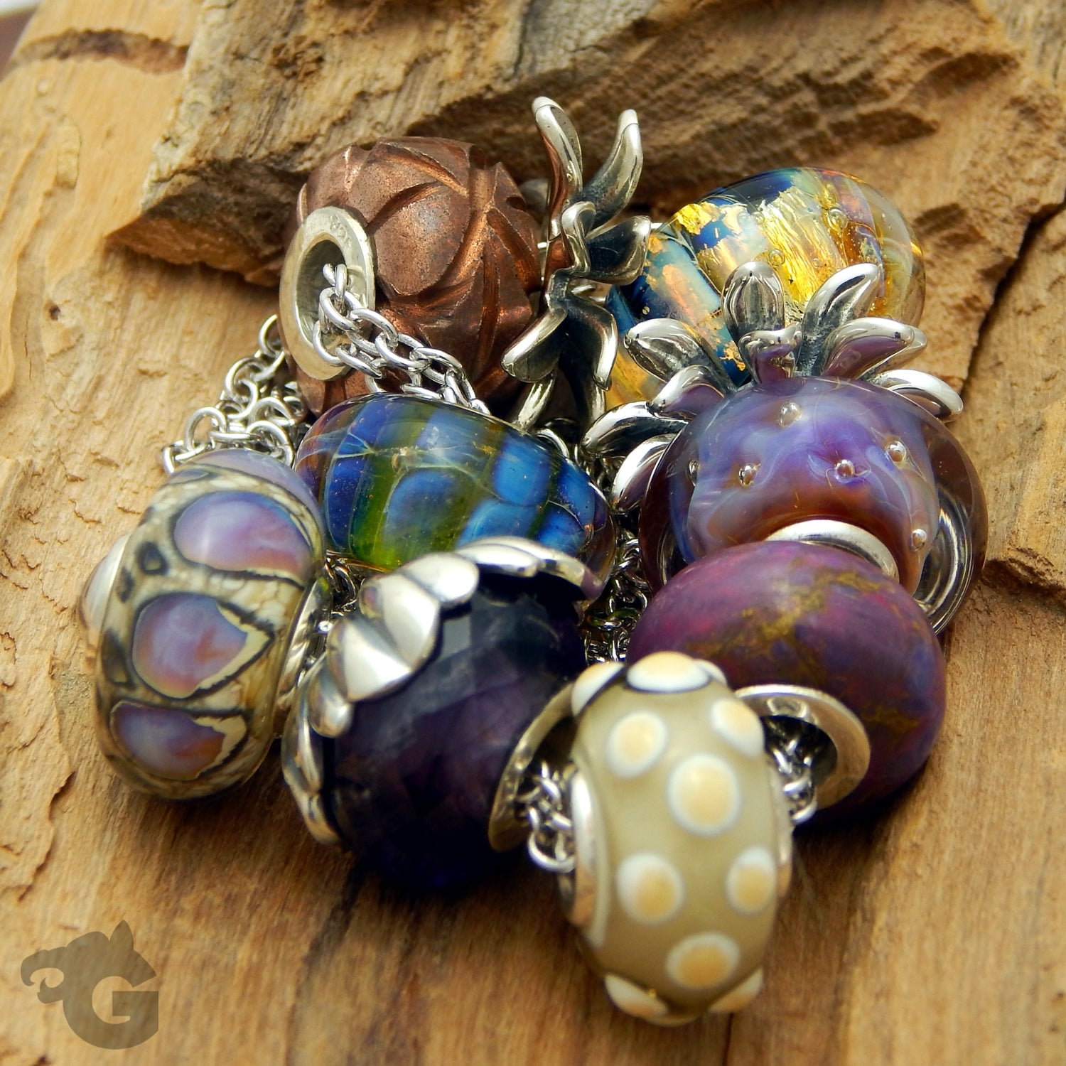 Oxidized Spacer 925 Sterling silver gig hole universal core foxtail chain fits Trollbeads Pandora European style - Glermes.com