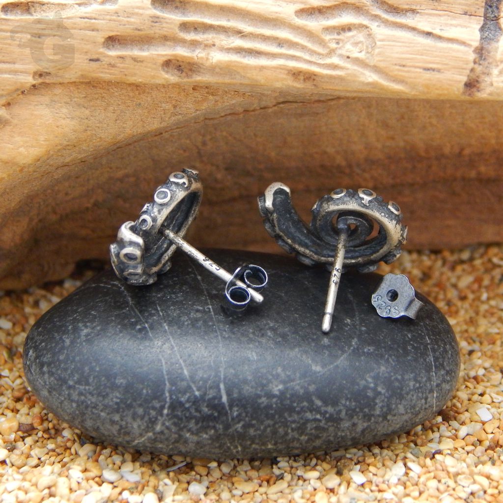 silver tentacle octopus studs