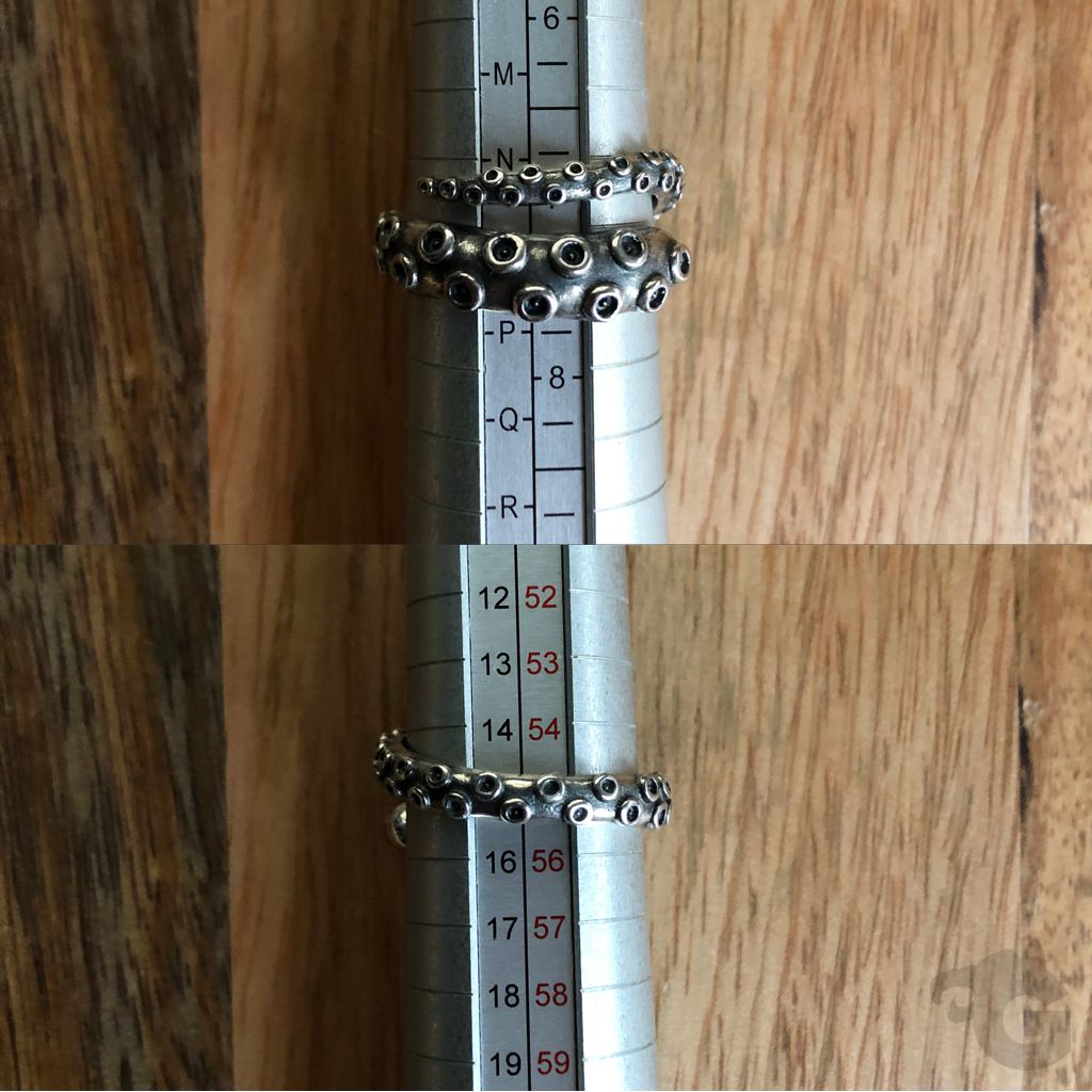 Octopus Tentacle Ring sterling silver adjustable ring size partially oxidized partially rhodium plated