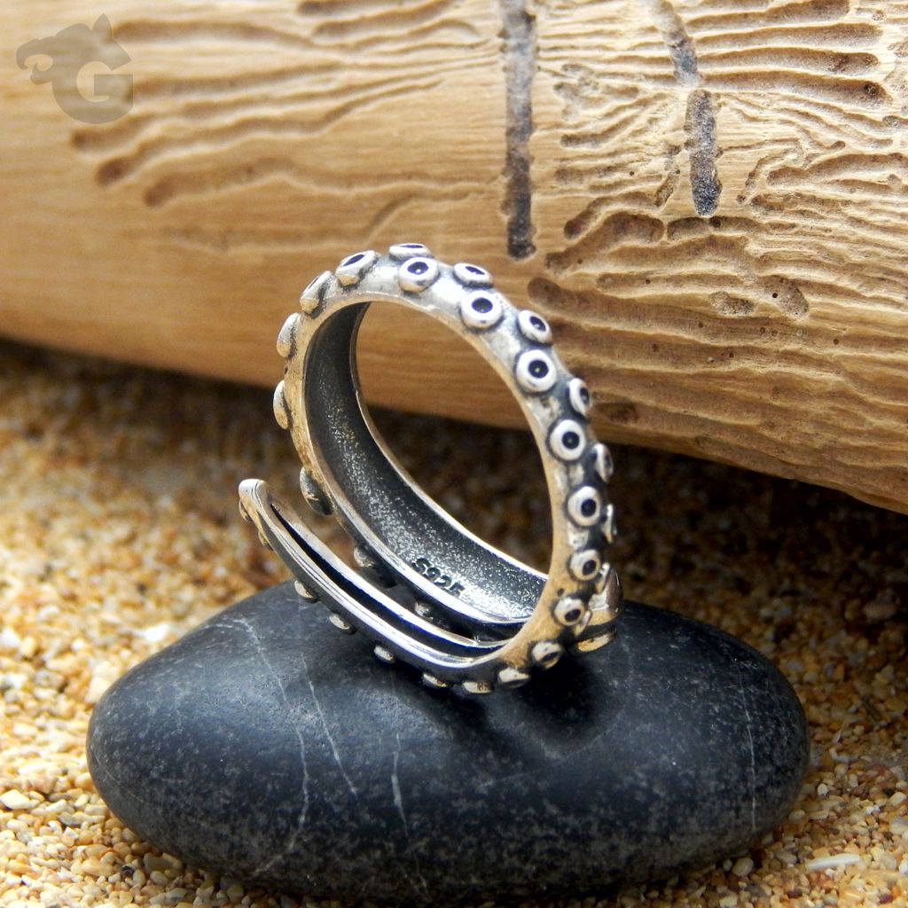 octopus ring 925 silver adjustable wrap