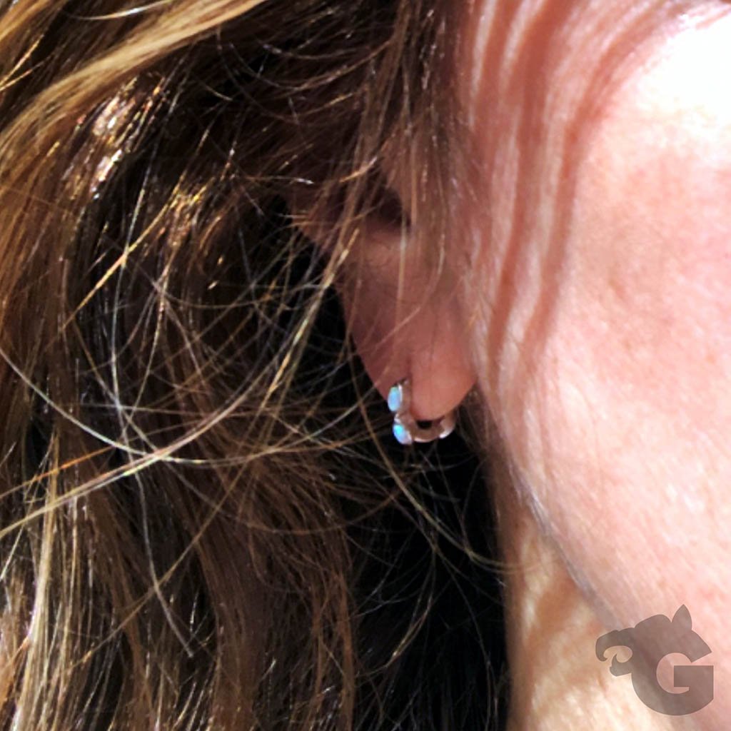 Dainty Opal Huggie Hoop earrings