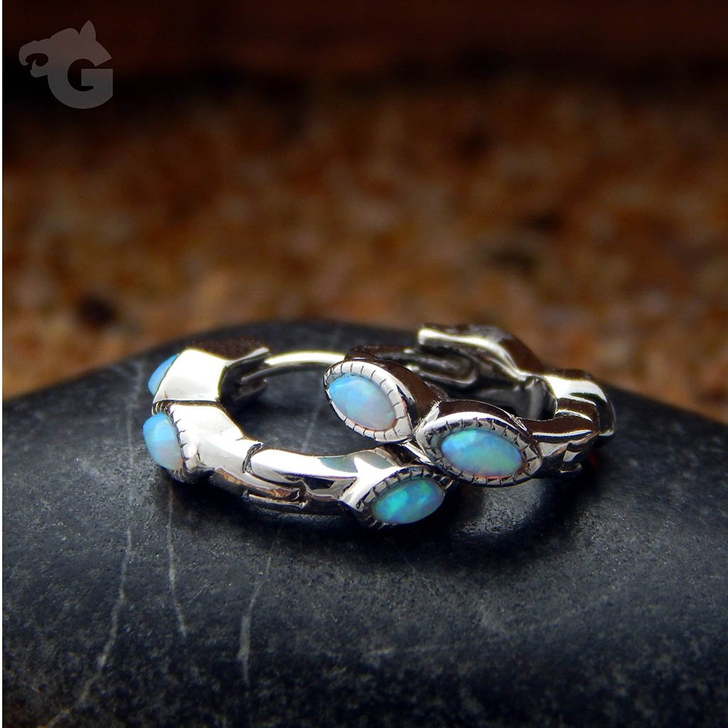 Dainty Opal Huggie Hoop earrings