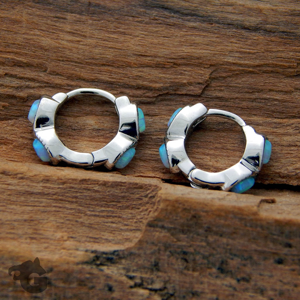 Dainty Opal Huggie Hoop earrings