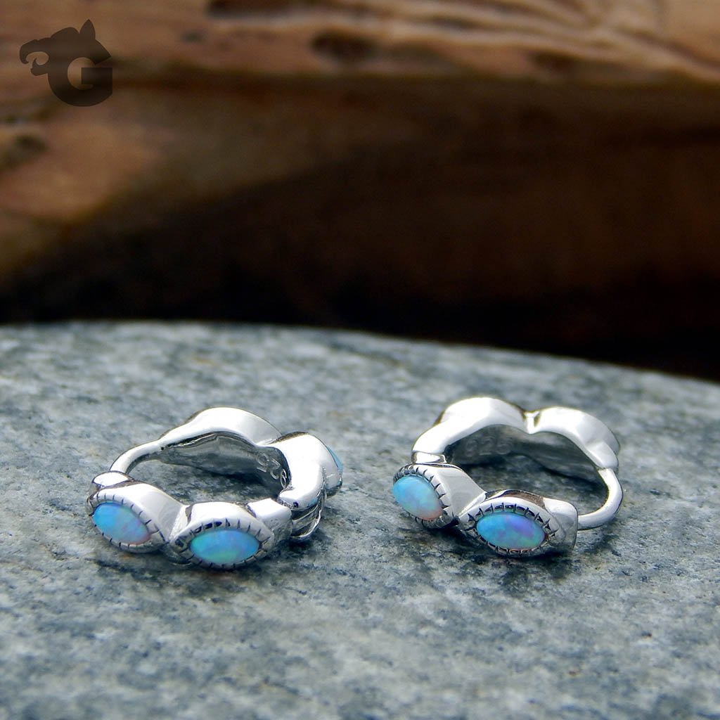 Dainty Opal Huggie Hoop earrings