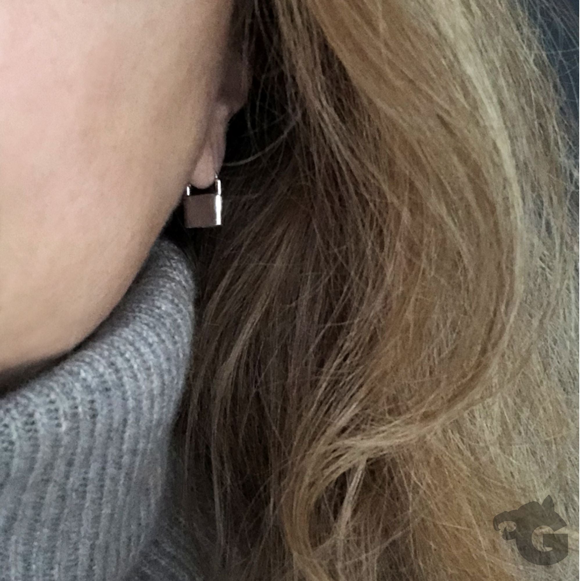 silver lock earrings