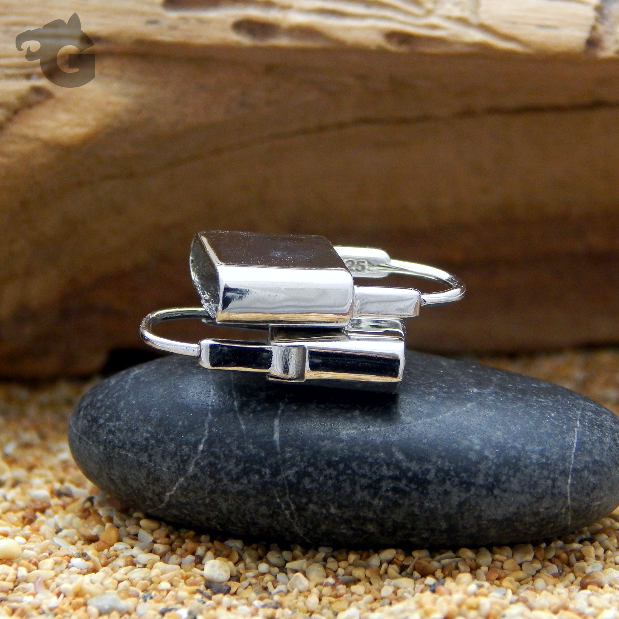 padlock earrings 925 sterling silver rhodium plated