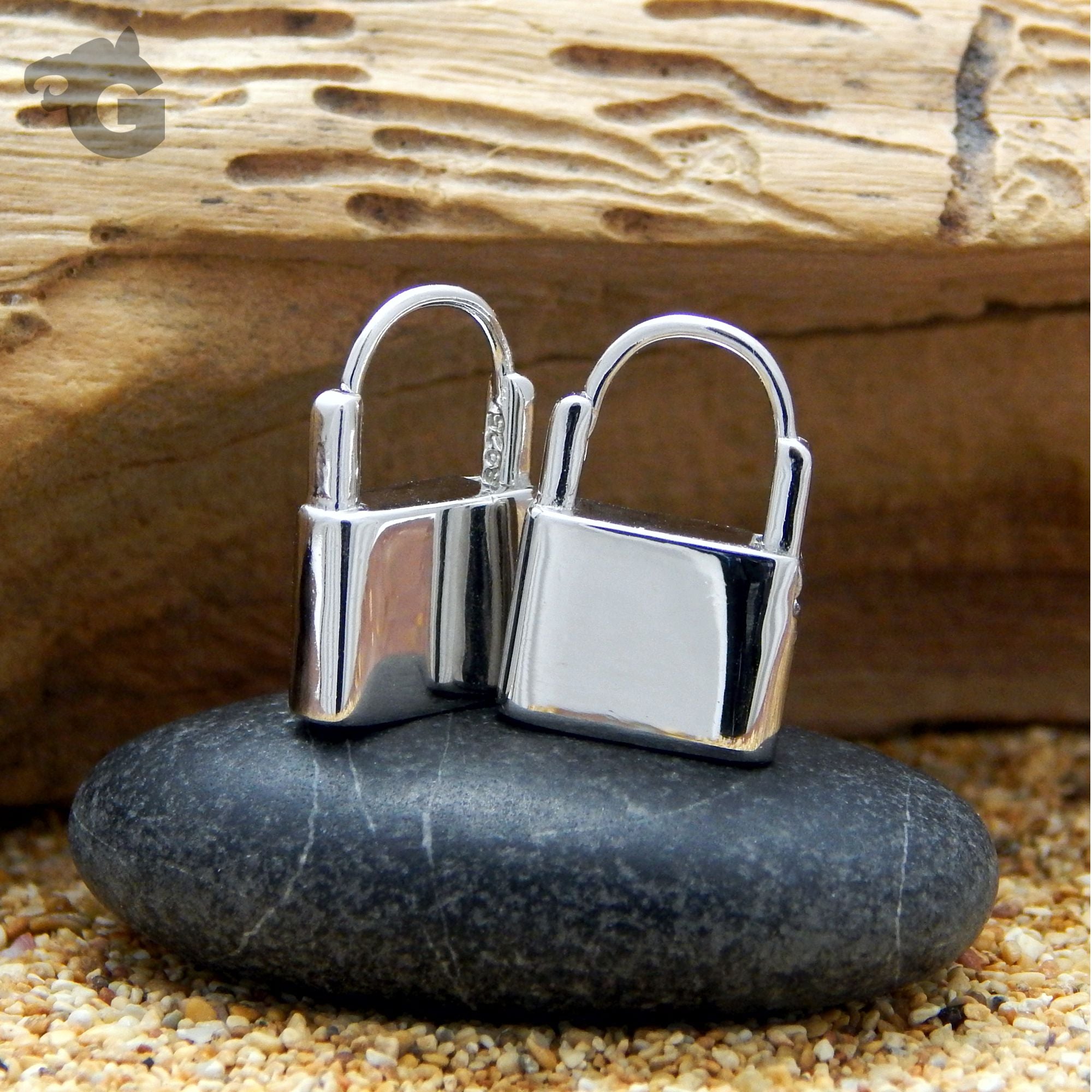 padlock earrings sterling silver