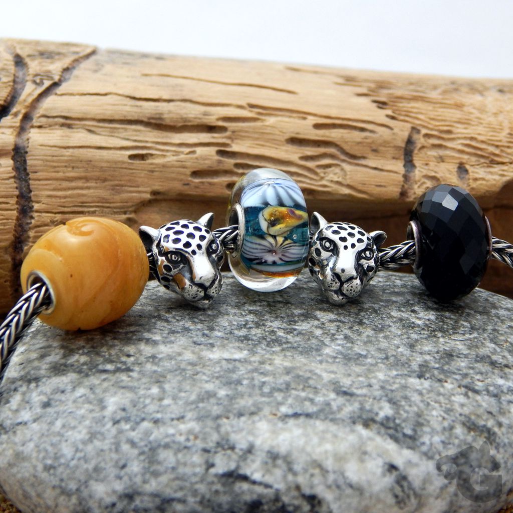 Jaguar charm chain bead gift for him unisex 925 sterling silver big hole european bead  glermes