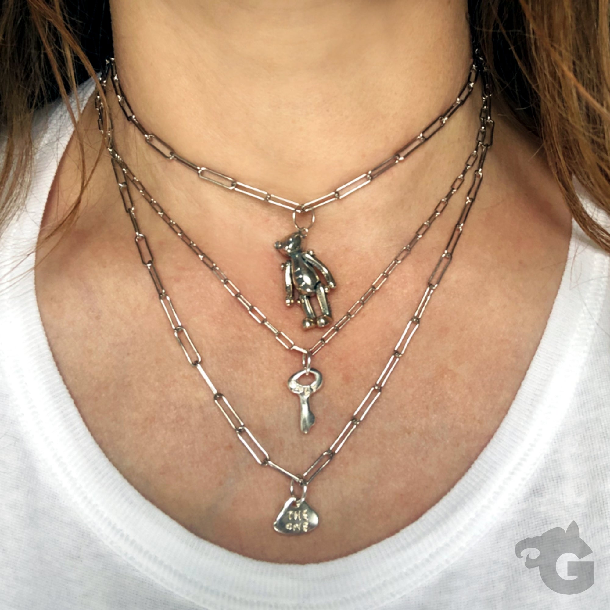 gler bear oxidized 925 sterling silver rhodium plated