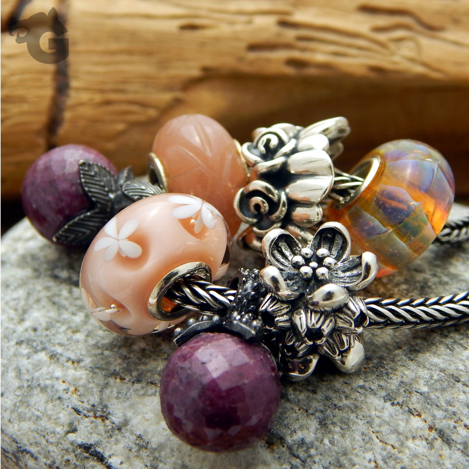 Crab Apple Blossom silver charm