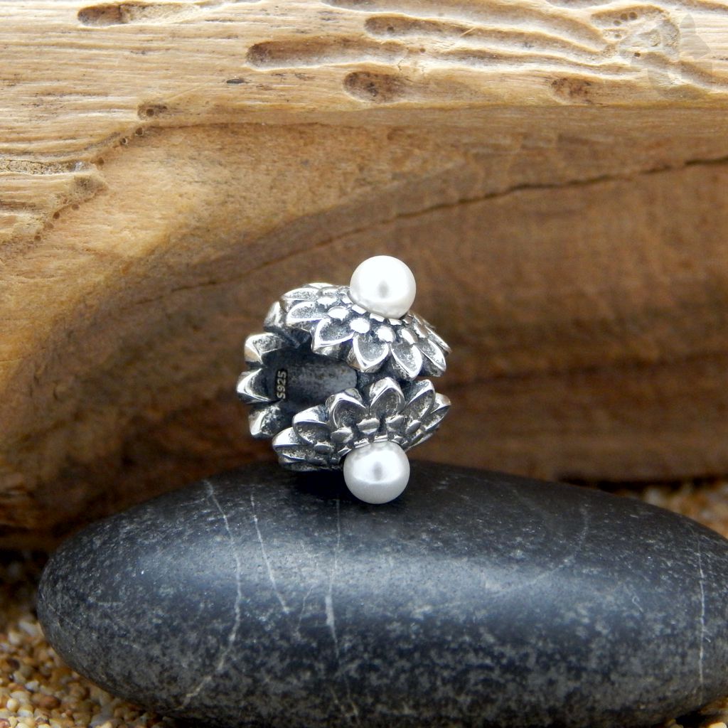 gift for mom pearl charm for bracelet nature inspired oxidized silver big hole glermes city of beads studio etsy