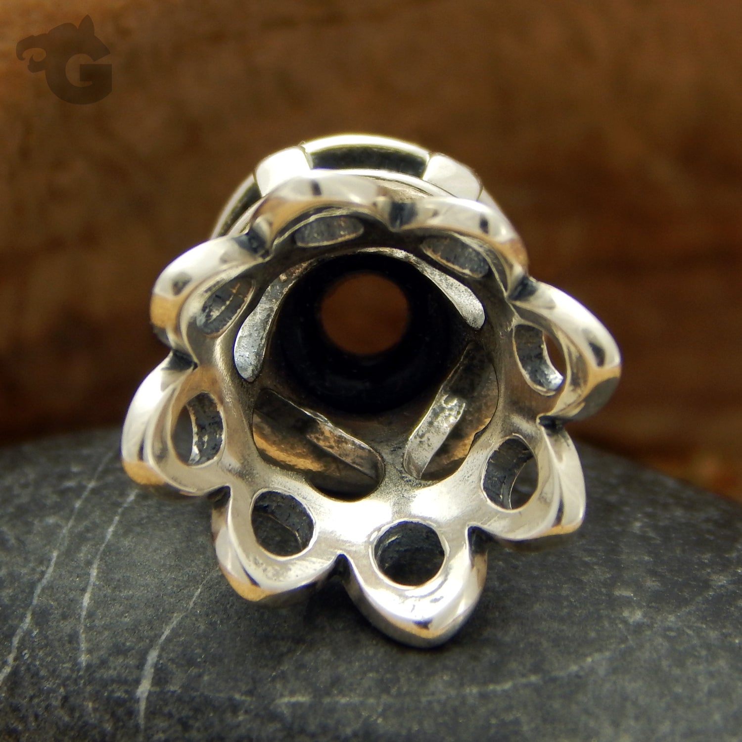 Silver stopper foxtail chain small core silicone ring Queen of Hearts - Glermes.com