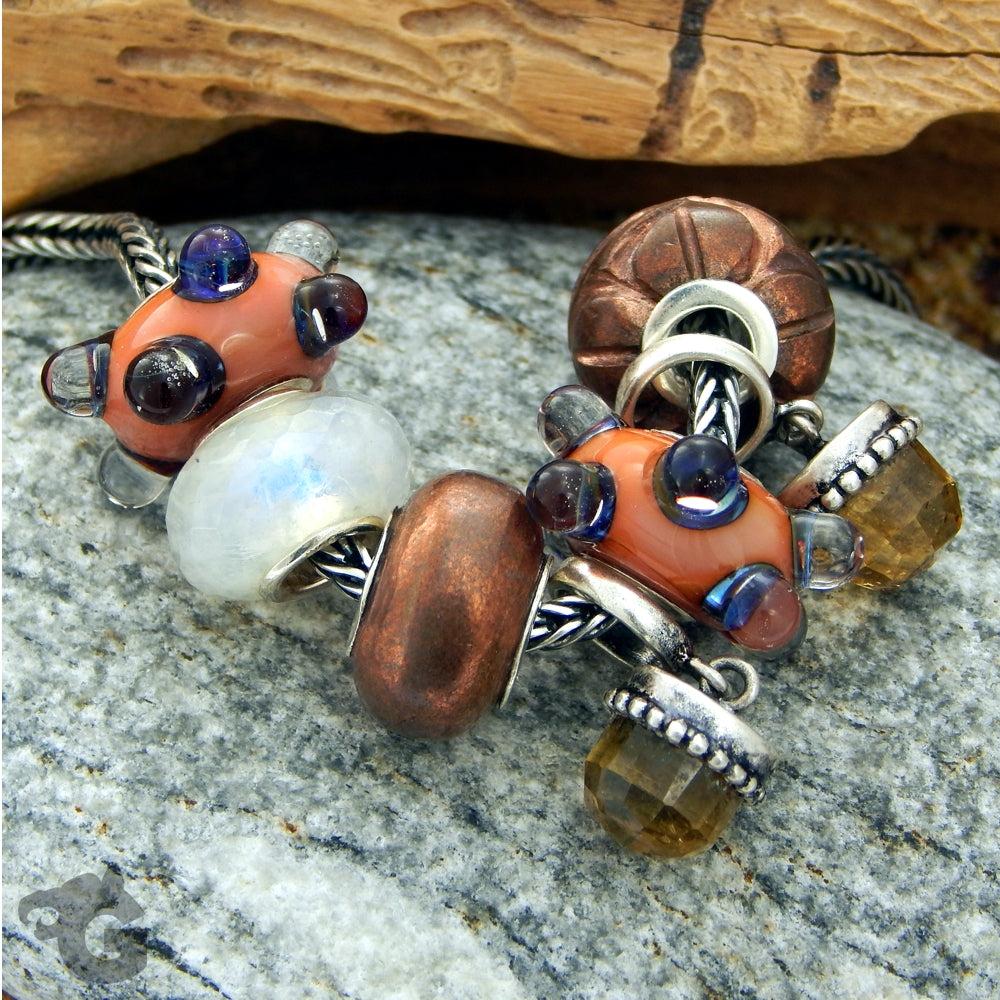 Peach orange Summer Berry glass bead ランプワーク - Glermes.com